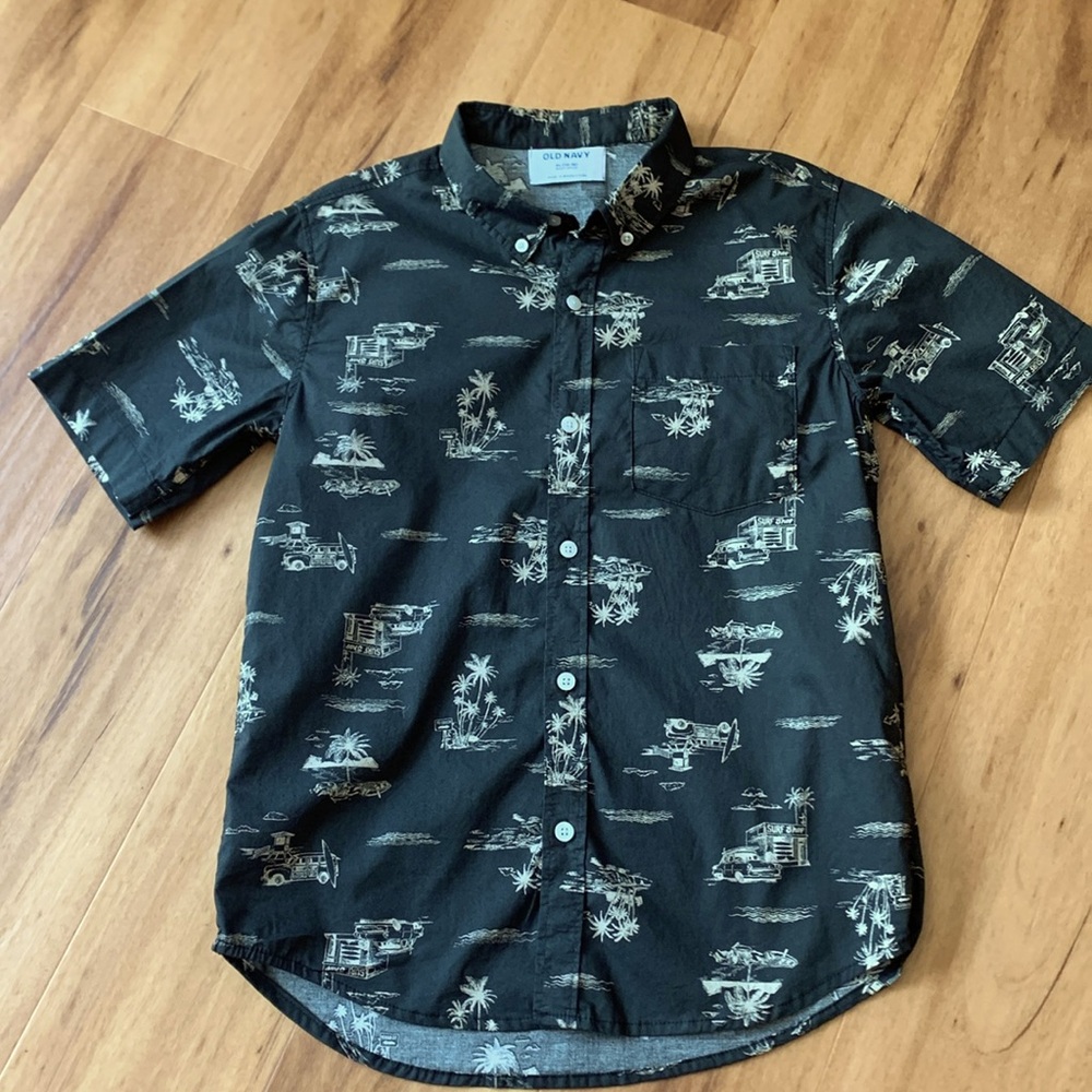 Boys XL (14-16) Classic Button down shirt/ Tropical print